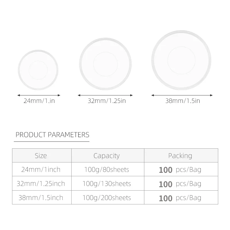 100pcs Plastic Discs Super Clear Binding Disc Binder Loose Leaf Planner Disc Bound Notebook Discs Mushroom Hole Binder Rings