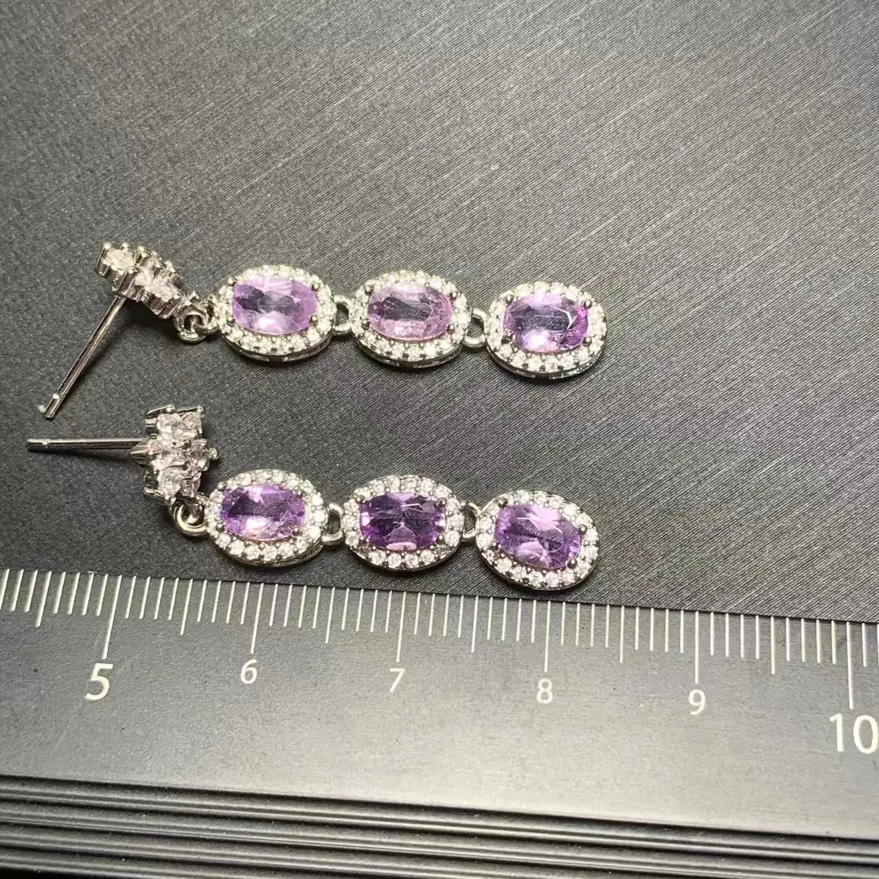 Natural Amethyst Earrings COPPER Stud earring For Women Dangle CUTE Gift  Fine Jewelry Dangle