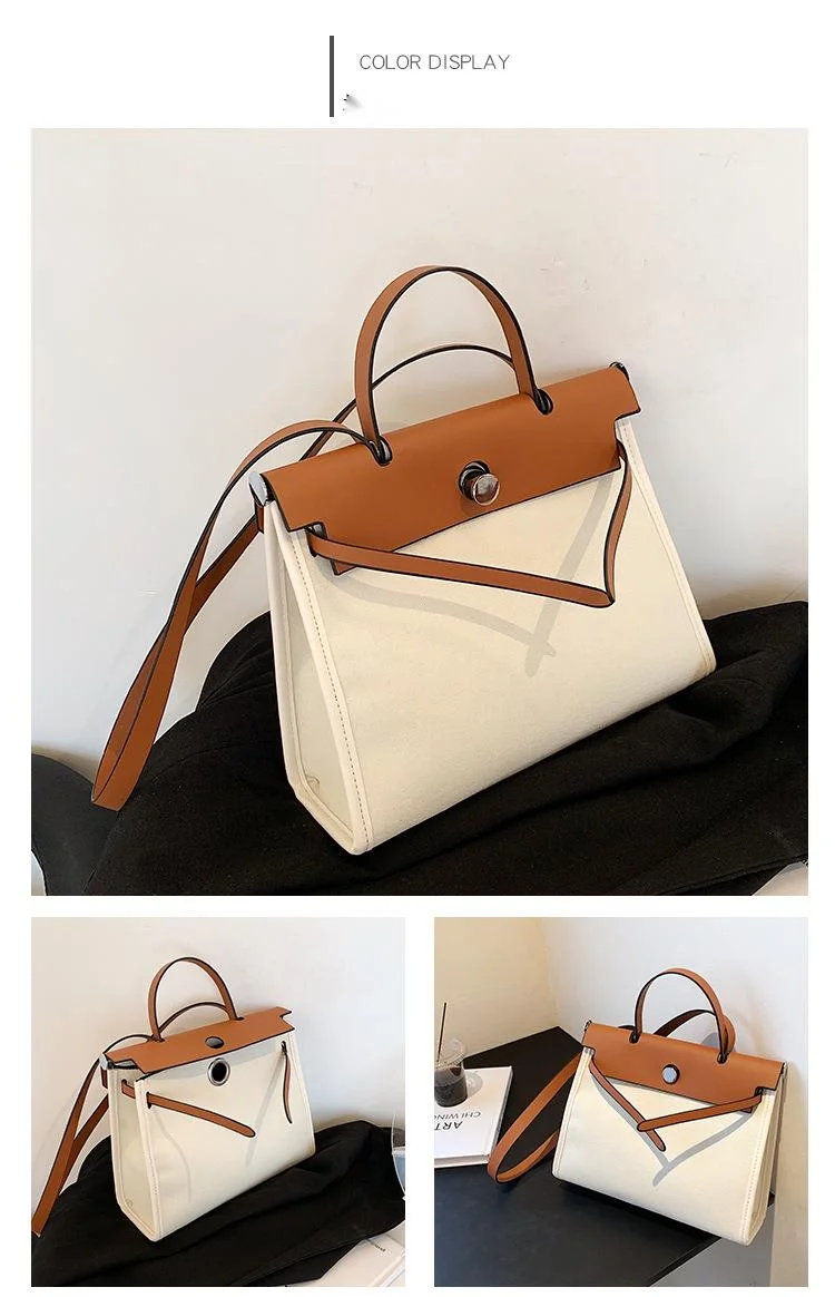 2023 neue heiße Verkauf Mode kleine quadratische Tasche Leinwand Damen Tasche Vintage Aktentasche Handtasche eine Schulter Umhängetasche_voghion.com