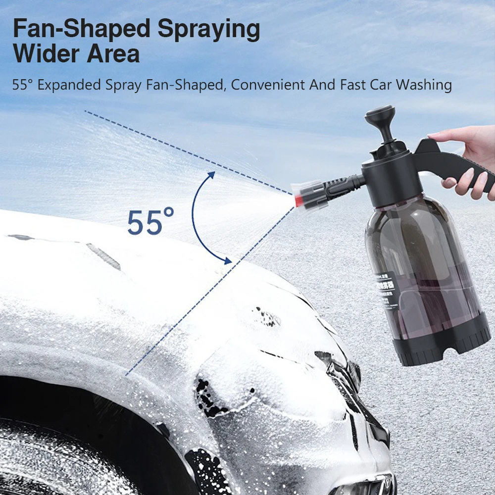 Snow Foam Gun Nozzle with Pressure 2L Hand Pump Pneumatic High Pressure Car Wash Spray Bottle for Home Cleaning Tools