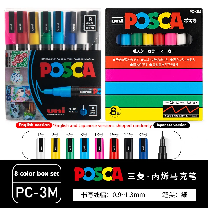 Uni POSCA Markers PC-5M 7/8/15/16 Colors Set POP Advertising Poster  Graffiti Note Pen Painting Hand-painted Manga Art Supplies - AliExpress