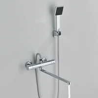 Thermostatic Shower Set Black/Chrome Brass Wall Mounted Bathroom Shower Thermostat Mixer Valve Handle Spray Bathroom Accessories 2