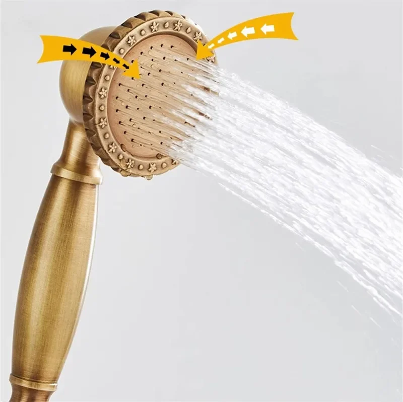 Description Picture 3 of itemAntique Bathtub Shower Set Wall Mounted Brass Bathtub Faucet Bathroom Hot  and Cold Bath and Mixer Taps Brass