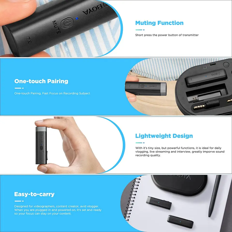 BOYA BY-WM3 ワイヤレスラベリアラペルマイク iPhone Android デジタル