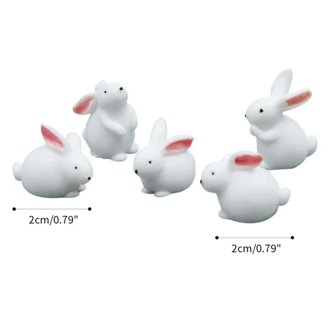 set Cartoon Rabbit Animal Figurine Dollhouse Miniature Fairy Home Garden Decoration Mold Easter Desktop Craft