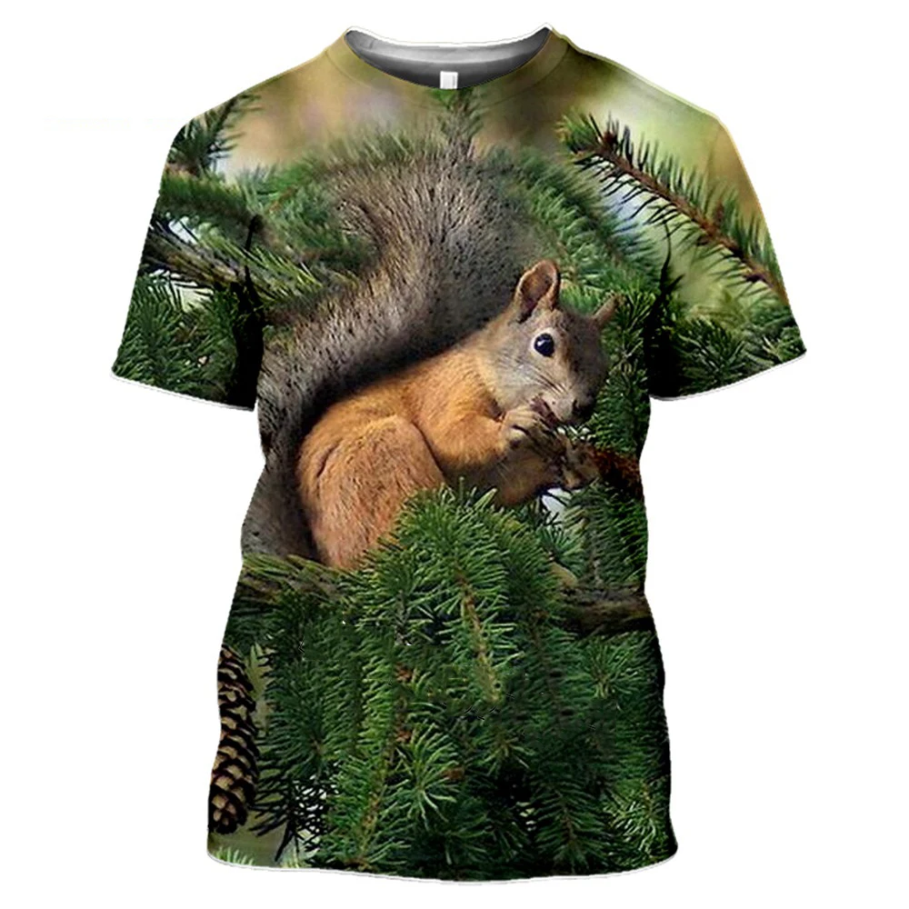 

Squirrel Pattern Summer Men's T-shirt 3d Printed Fashion Casual Short Sleeve Street Personality Hip Hop Funny Boy Quality Top