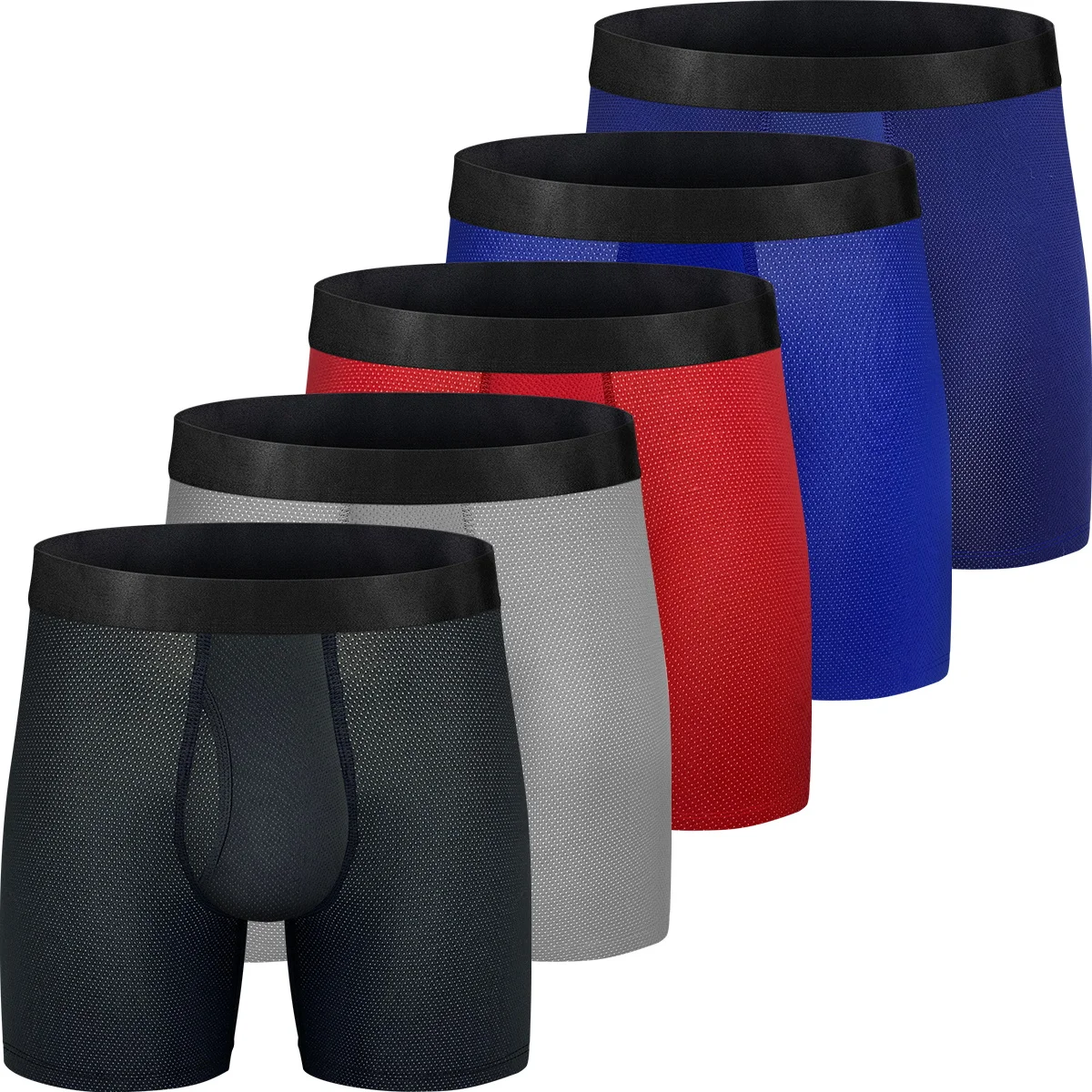 5 Pack Mens Boxer Briefs Mesh Knit Fast Dry Sport Polyester Boxer