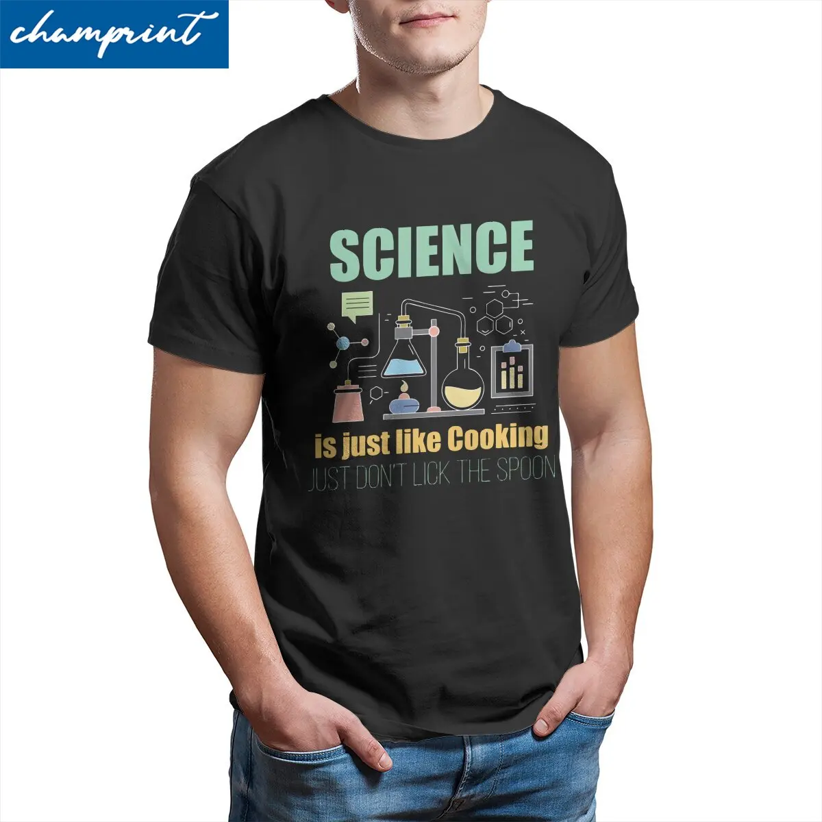 

Футболка мужская хлопковая креативная с надписью «Science Is Just Like food»