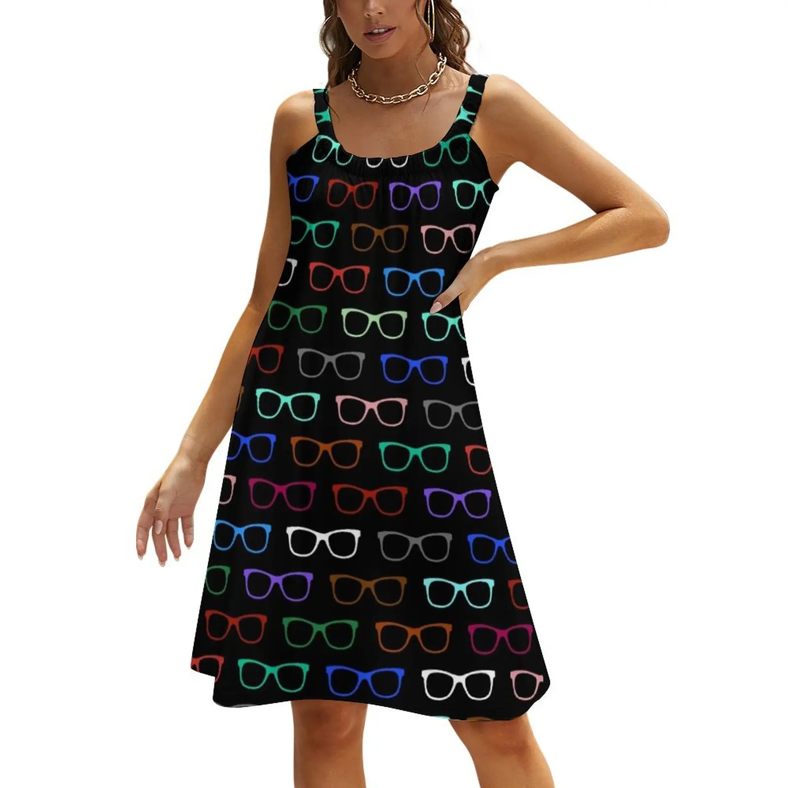 

Hipster Colorful Eyeglasses Pattern II Beach Sling Skirt dresses for womens bandage dress