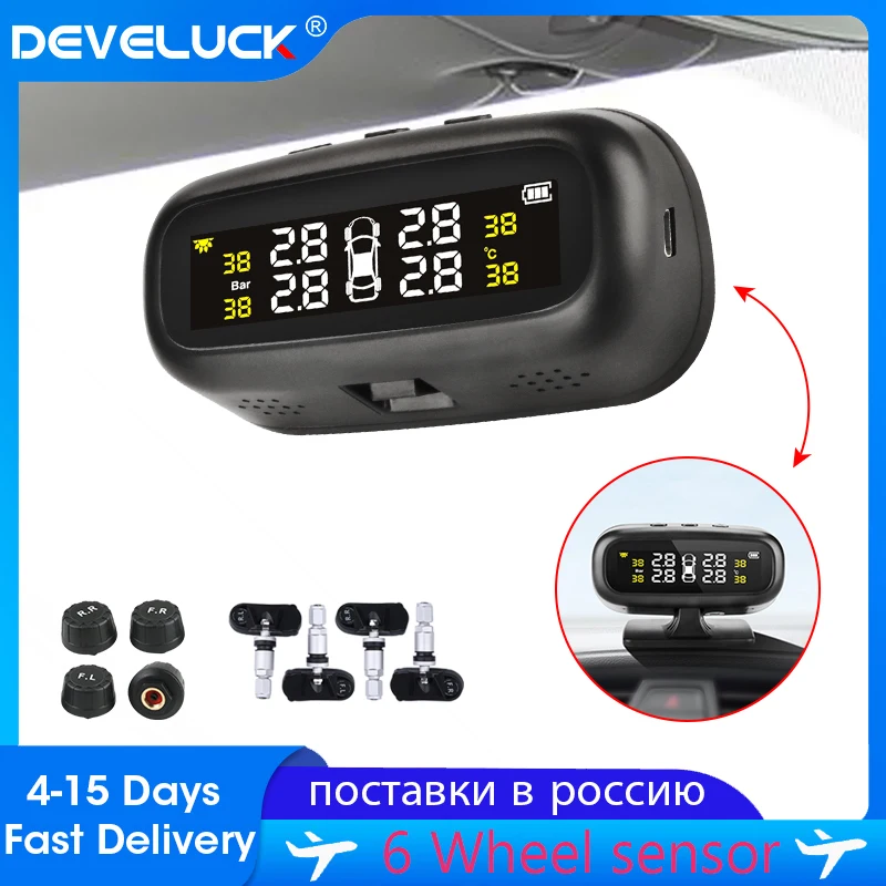 Sistema Di Monitoraggio Allarme Pressione Pneumatici Per Auto Sensore Wireless Solare Monitoraggio Tpms Sensori Di Pressione Pneumatici Esterni/Intern