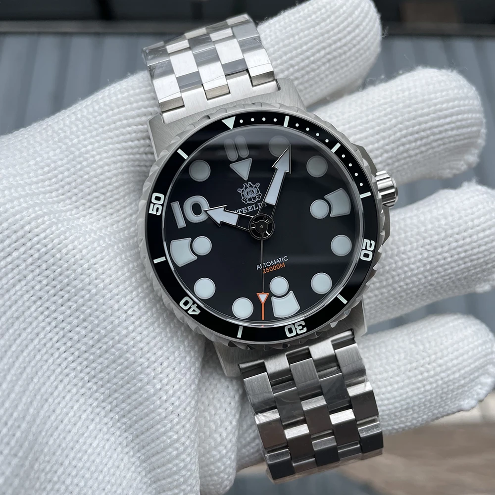 STEELDIVE 남성용 다이빙 시계, 블루 야광 46.5MM 빅 사이즈 25000M 방수 사파이어 유리 세라믹 베젤 NH35, SD1982 BGW9, 신제품
