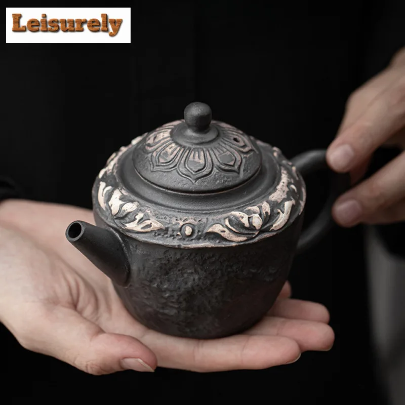 Wabi Sabi Style Ancient Lotus Teapot Tea Set Complete Set Retro Tea Ceremony Set Teapot and Tea Cup Set Tea Items Decoration