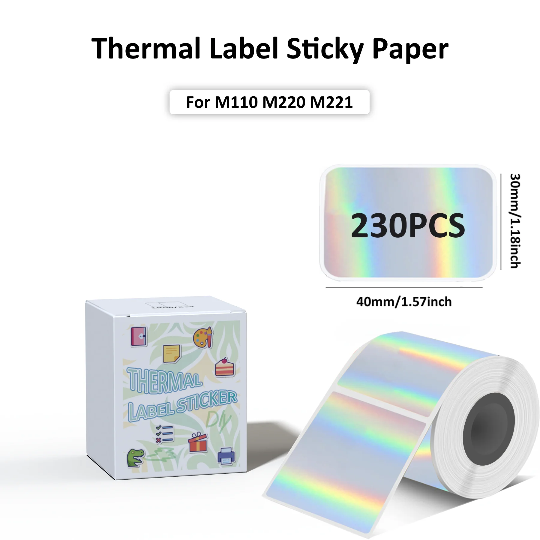 1Roll 40x30mm Laser Label Paper, Suitable for M110/M120/M220/M150/P50