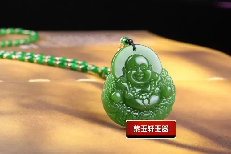 Bracelet En Argent Pendentif Bouddha En Jade Vert Bijoux