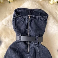 Women Denim one pieces Summer Playsuit Fashion Hot Drill High Waist Slim Sleeveless Strapless Sashes Outfits - Image 4