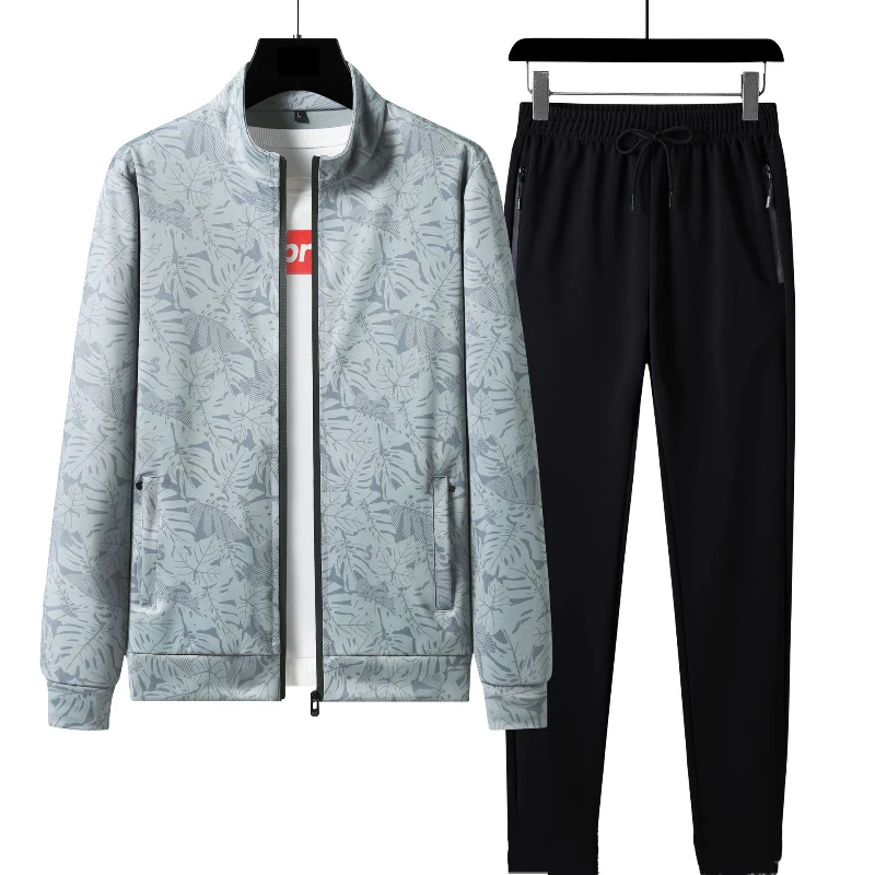 7XL Large Size Spring And Autumn Two-Piece Youth Sports Suit Men's Casual Loose Sportswear