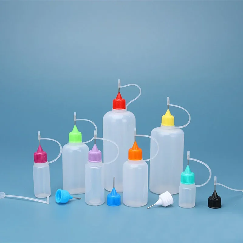 5Pcs/1Pcs 10/20/30/50/100ml Squeeze Bottles Needle Tip PE Glue Applicator Bottle Craft Tool Transparent for Paper Quilling 3