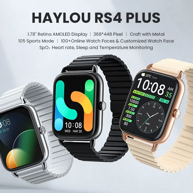 HAYLOU RS4 Plus Smartwatch 1.78'' AMOLED Display 105 Sports Modes 10-day Battery Life Smart Watch for Men Smart Watch for Women 2
