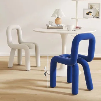 INS Klein Blue Designer Creative Makeup Stool Modern Minimalist Dining Chair with Backrest Trendy Vanity Seat for Adults Home