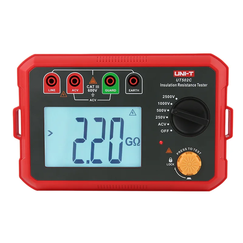 UNI-T UT502C Digital Megohmmeter 2500V Insulation Resistance Tester 20G&Omega; Ommeter Megometer Ground Meter Backlight Auto Range