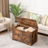 HOOBRO Storage Chest Bench With Lid And Storage Space Retro Toy Box Organizer With U-Shaped Cut-Out Pull Safety Hinge Wooden 2