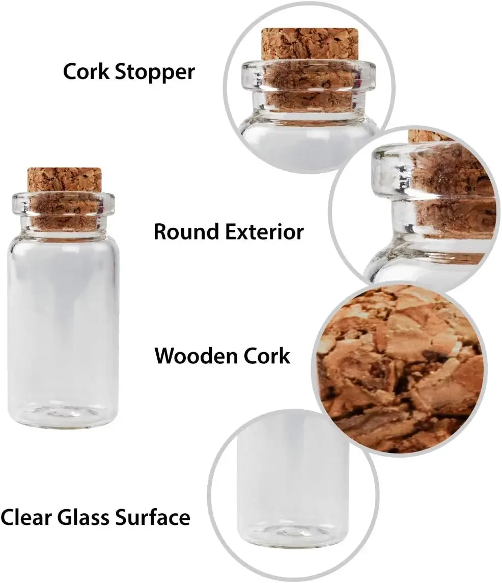 Mini Glass Bottles with Cork Stopper DIY Candy Spice Jars Art Crafts Wedding Favors Clear Message Vial Wishing Bottle 10pcs/lot