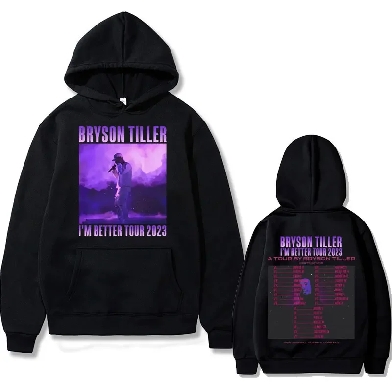 Rapper Bryson Tiller I'm Better Tour 2023 Graphic Print Hoodie Male Fashion Hoodies Men Women Hip Hop Loose Oversized Sweatshirt