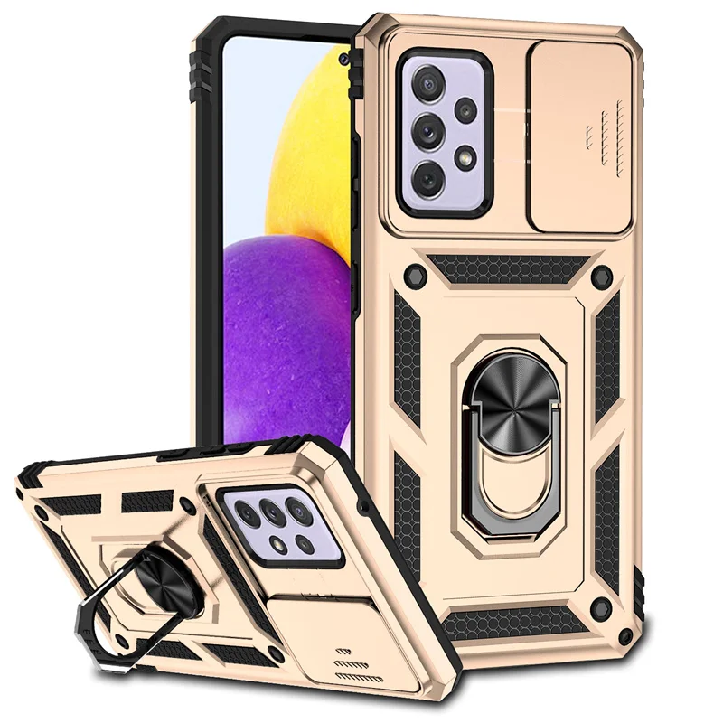 Shockproof Slide Camera Armor Case with Car Magnetic Holder Ring for Smartphone Protection