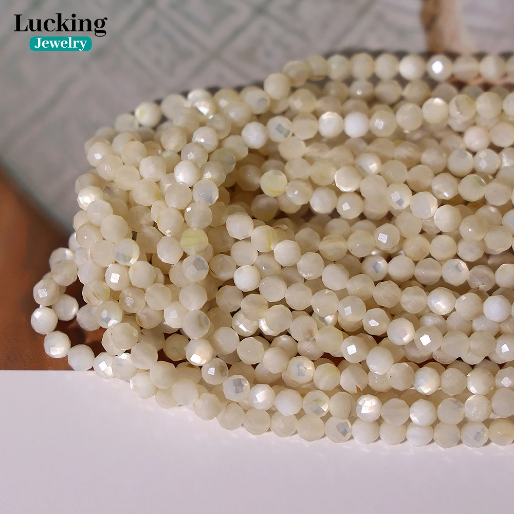 Hot Sell Natural 3-4mm Shell Faceted Beads For Jewelry Making DIY Bracelet Necklace Spacer Beads Accessory 3