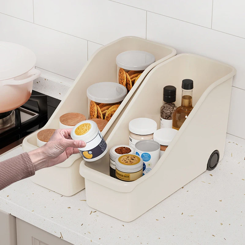 Kitchen Sundries Storage Case with Wheels Seasoning Bottle Storage Container Kitchen Closet Organizer Make Up Organizer 3