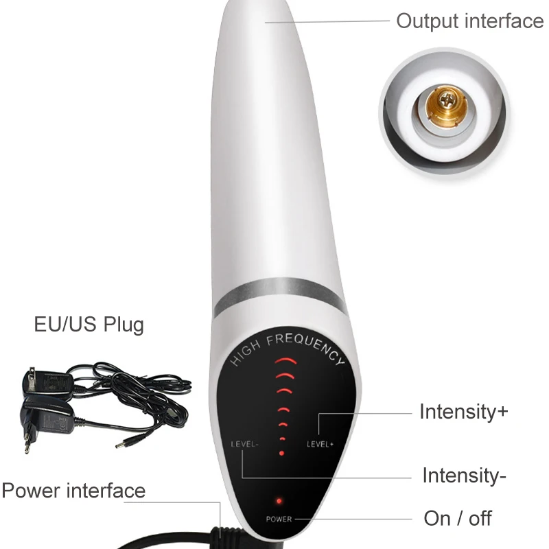 6 IN 1 High Frequency Electrode Wand w/Neon Spot Acne Remover Skin Care Face Hair Salon Beauty Device Electrotherapy Glass Tube