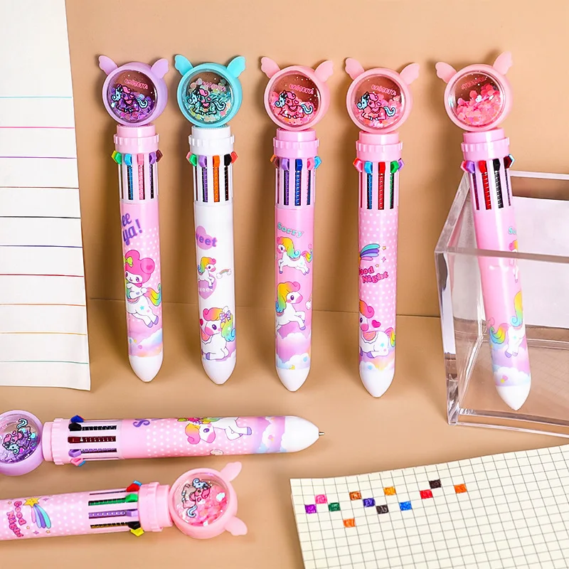 Lot De 10 Stylos Multicolores 10 En 1 Rétractables - 0,5 Mm, 10 Couleurs, Parfait Pour Bureau, école Et Cadeaux