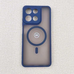 Translucent Matte Magnetic Phone Case with Wireless Charging Support and Shockproof Protection - Edge 2025 (Blue)