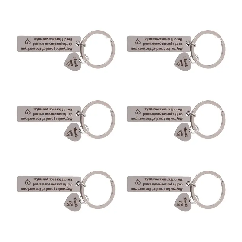 BG-6 Pcs 감사 선물 열쇠고리 감사의 마음을 전하는 열쇠고리 변화를 일으키는 영감을 주는 선물 동료를 위한 이별 선물