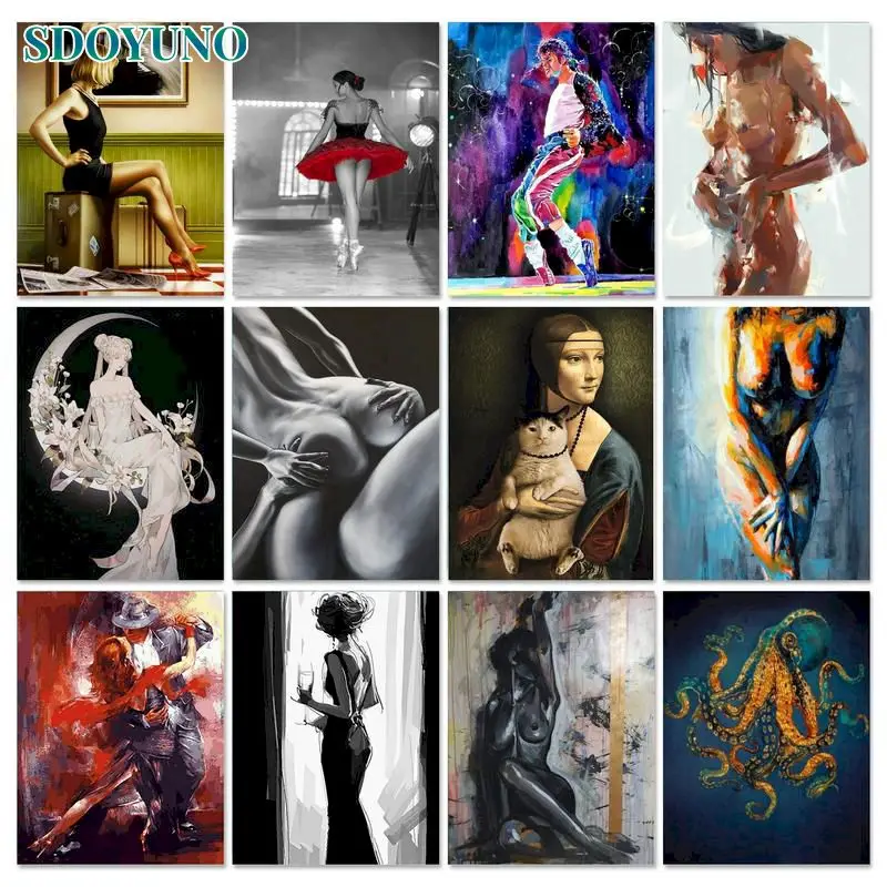 

SDOYUNO Oil Painting By Numbers Drawing On Canvas Acrylic Paint By Numbers Kits For Adults Figure Women Diy Art Home Decor