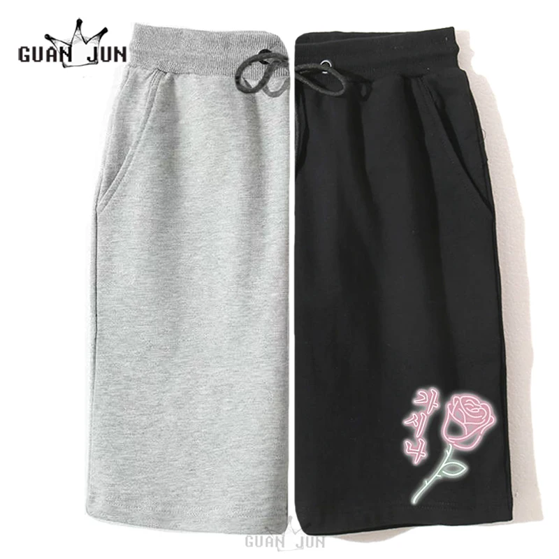 Harajuku GASHINA by SUNMI ROSE Shorts Man Woman Oversized Casual 100% Cotton Pants Loose Beach Short Pants Unisex Streetwear