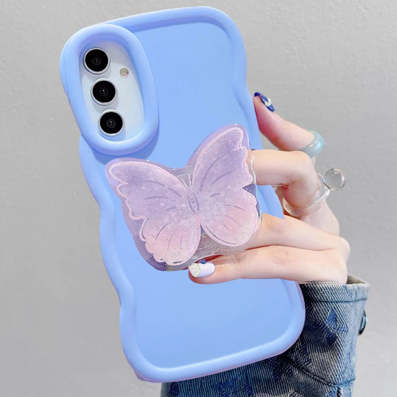 Custodia per telefono con supporto a farfalla 3D per Samsung Galaxy A52 A51 A50 A30S A20 A13 A12 A32 A25 A24 A23 A05 S A11 Cover morbida in silicone_voghion.com