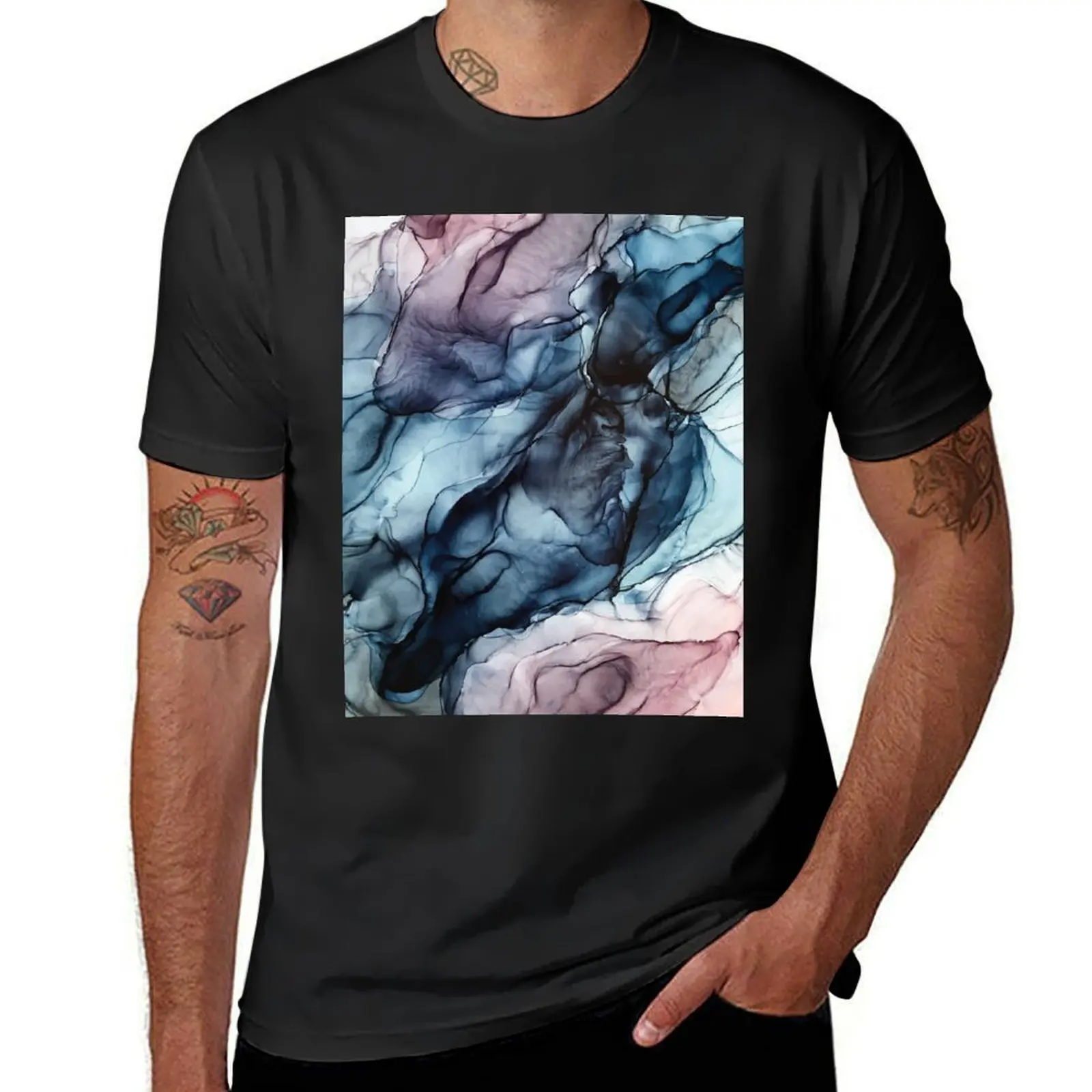 Blush and Darkness Abstract Alcohol Ink Painting T-Shirt blanks quick drying oversized plain white t shirts men