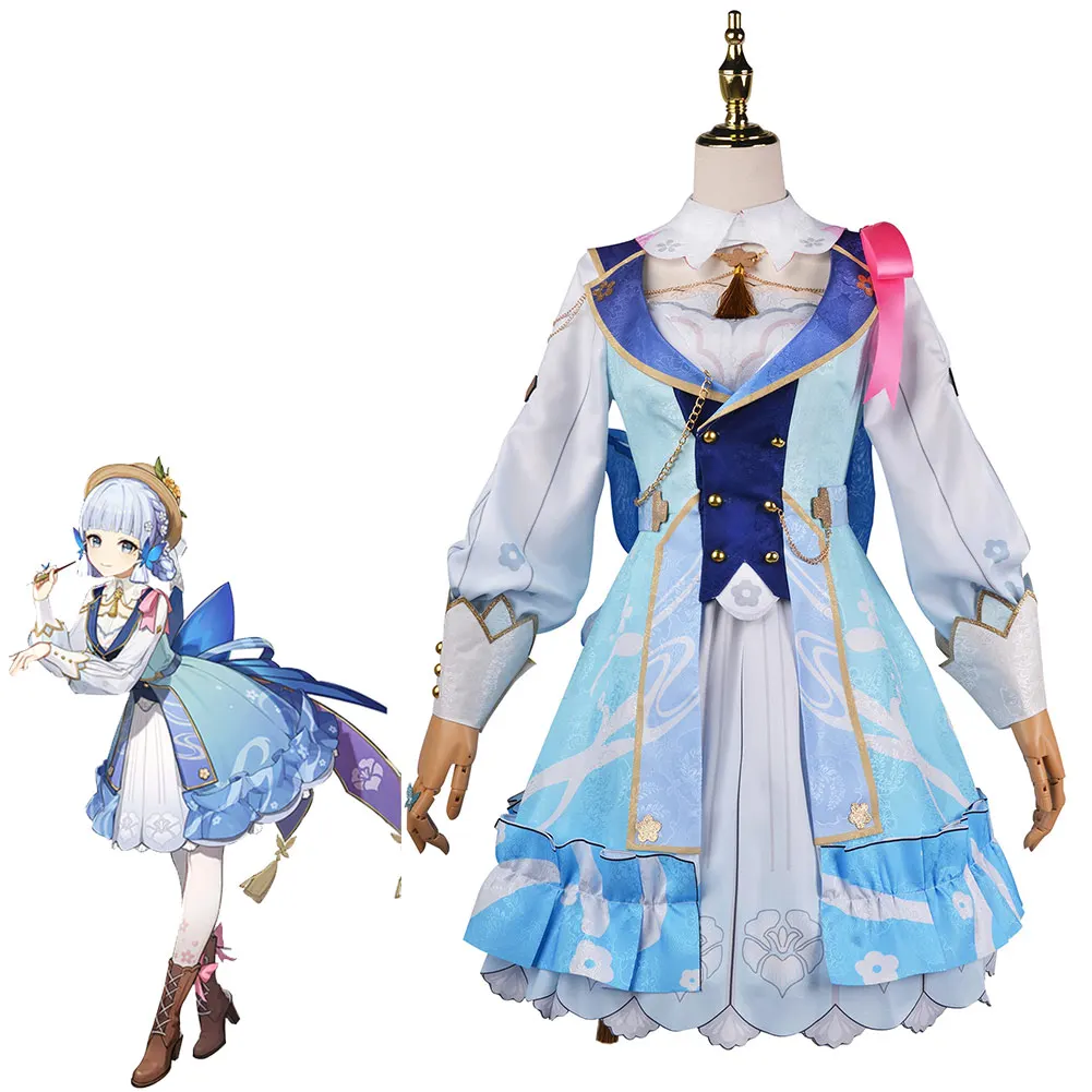 

Anime Genshin Impact Kamisato Ayaka Cosplay Costume For Women Girls Dress Halloween Carnival Party Roleplay Suit