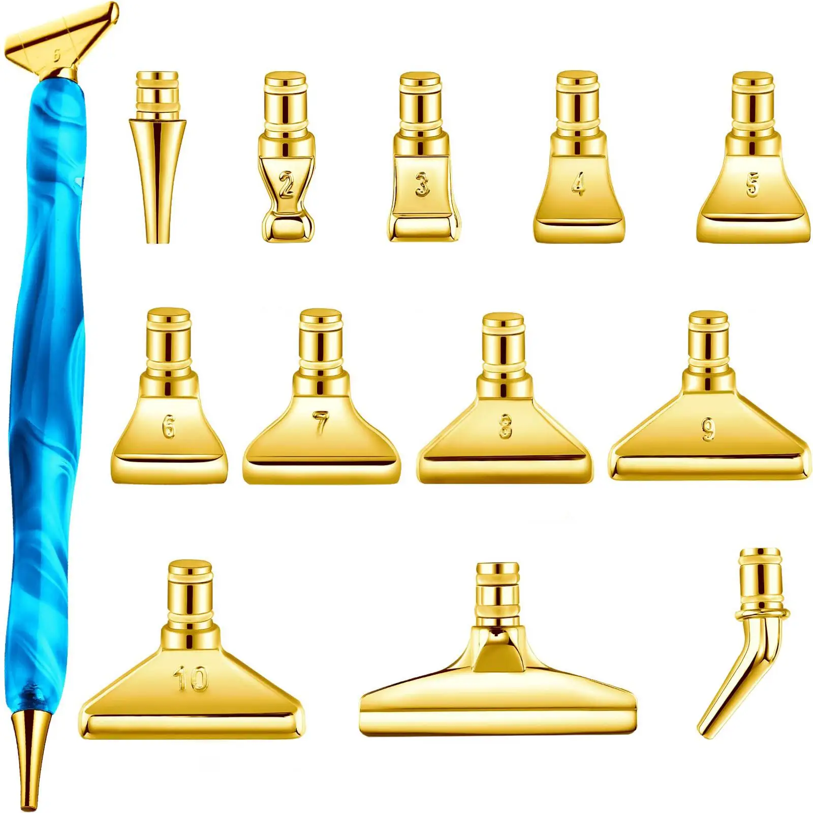 13Pcs Drill Pen 5D Cross Stitch Painting Tools Embroidery Diamond Point Drill Pen 5D Resin Painting Pen Nibs