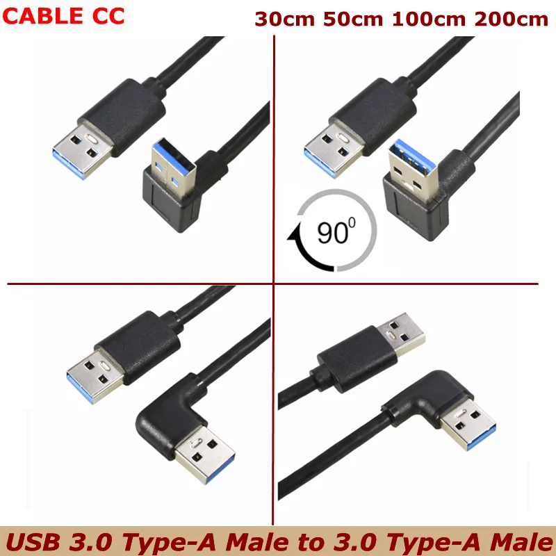 Right Angle USB 3.0 Male to Male Data Cable – High-Speed 5Gbps Connectivity