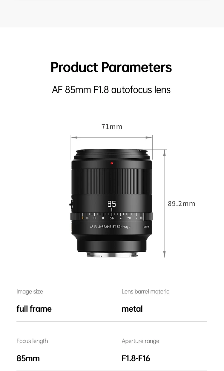 SGimage 85mm F1.8 AF Auto Focus Full Frame Prime Lens for Nikon Z
