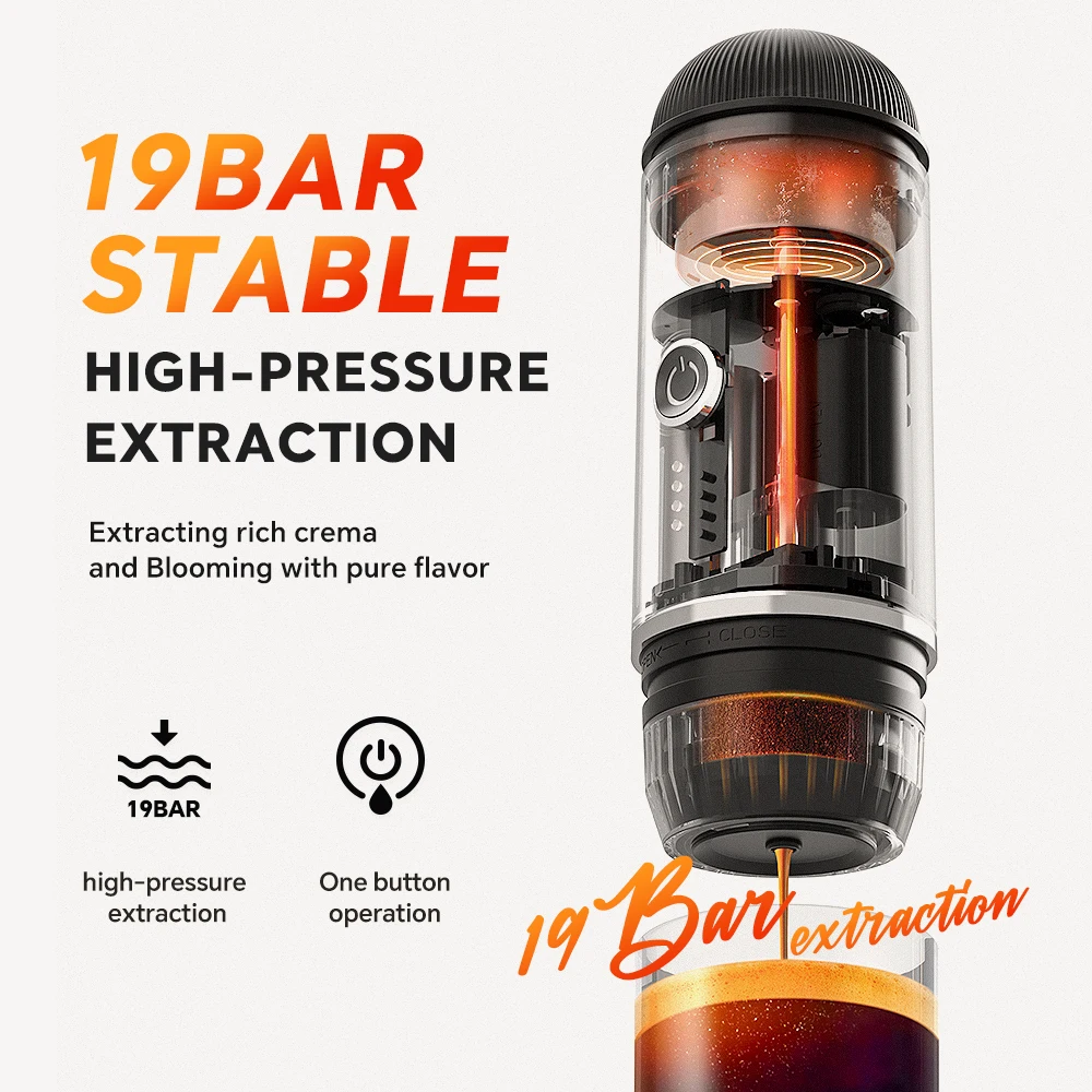Portable Espresso Coffee Machine for Car & Home Automatic Italian Coffee Maker Fits Original illy Pod Capsule Ground
