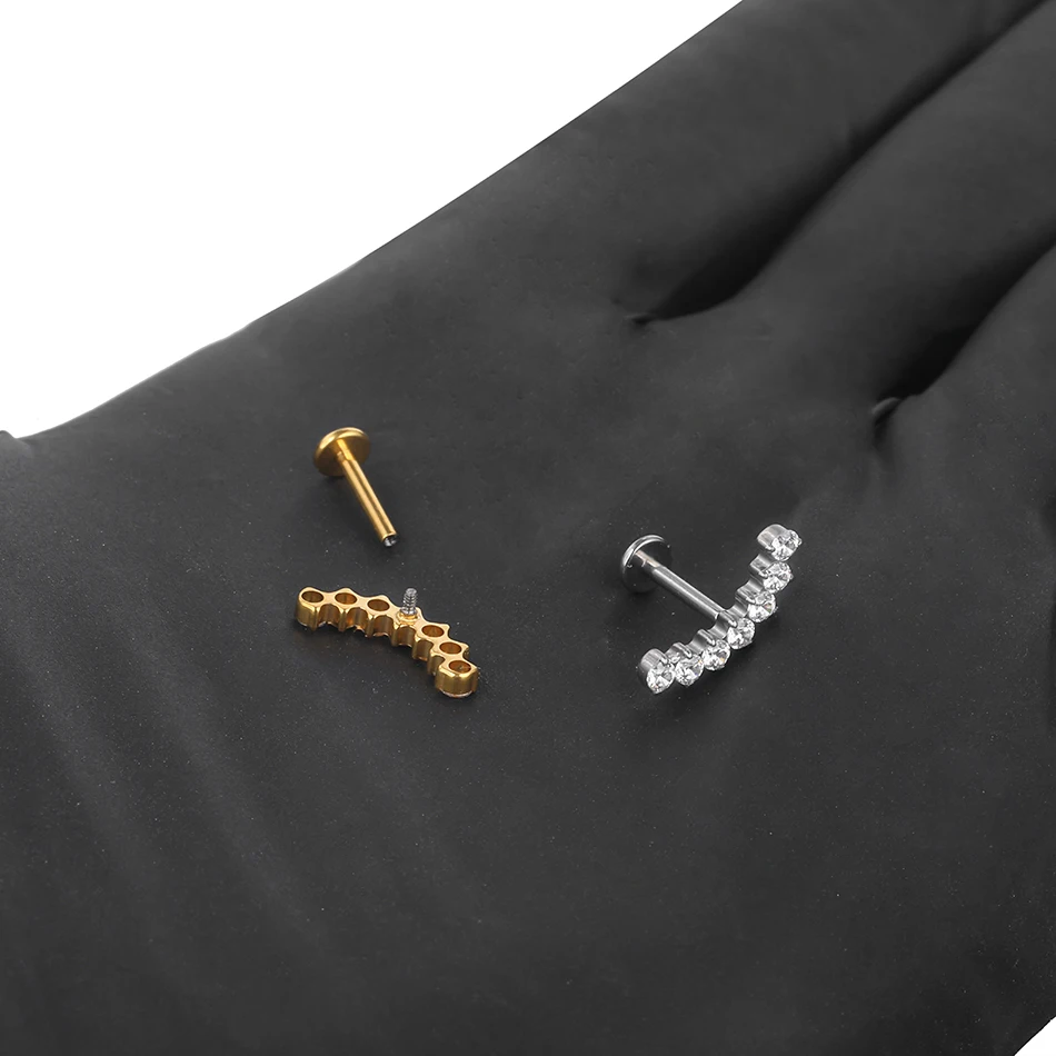 1/5PCS Titan Zirkon Labret Lippenring Innengewinde Ohr Tragus Knorpel Helix Daith Lobe Piercing Ohrringe Ohrstecker für Frauen – Detail 11