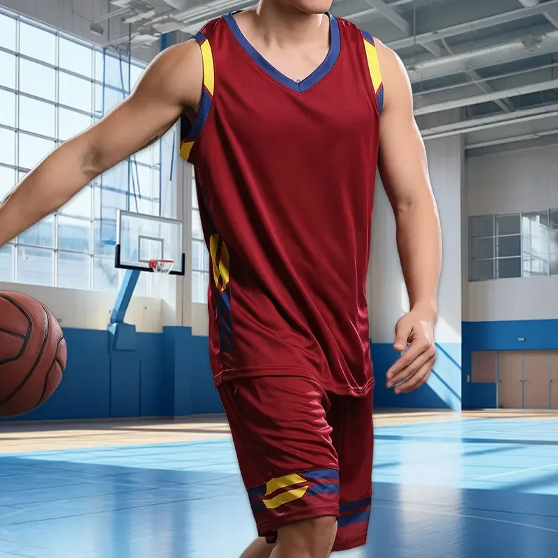 2pcs Set Men's T-shirt+Shorts Basketball Football Short Sleeve Tee Running Sports Clothes Fitness Tracksuits Athletics Plus Size men sports suit basketball training clothes