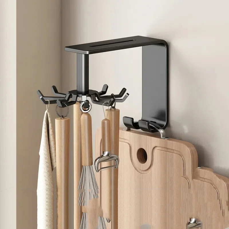 Kitchen Swivel Hook Kitchenware Organizer Spoon Storage Hanger Multi-Purpose Swivel Hooks Wall-Mounted Household Accessories