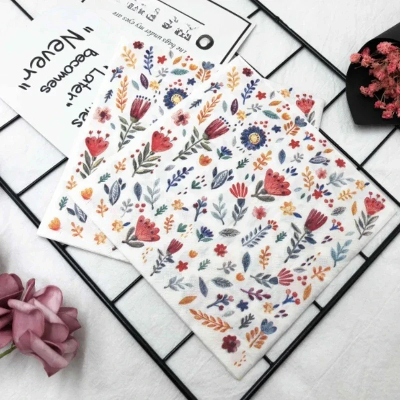 Paper Napkins Colourful Printed Square Paper Napkins Restaurant Floral Facial Tissue Hotel Wedding Table Setting Pure Wood Pulp Paper