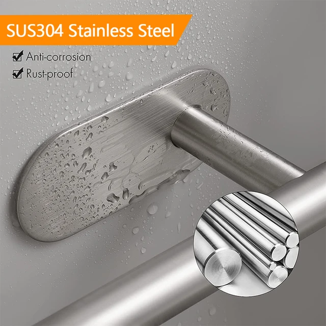 Self Adhesive Toilet Paper Holder Wall Mount No Punching SUS304 Stainless Steel Tissue Towel Roll Dispenser for Bathroom Kitchen 3