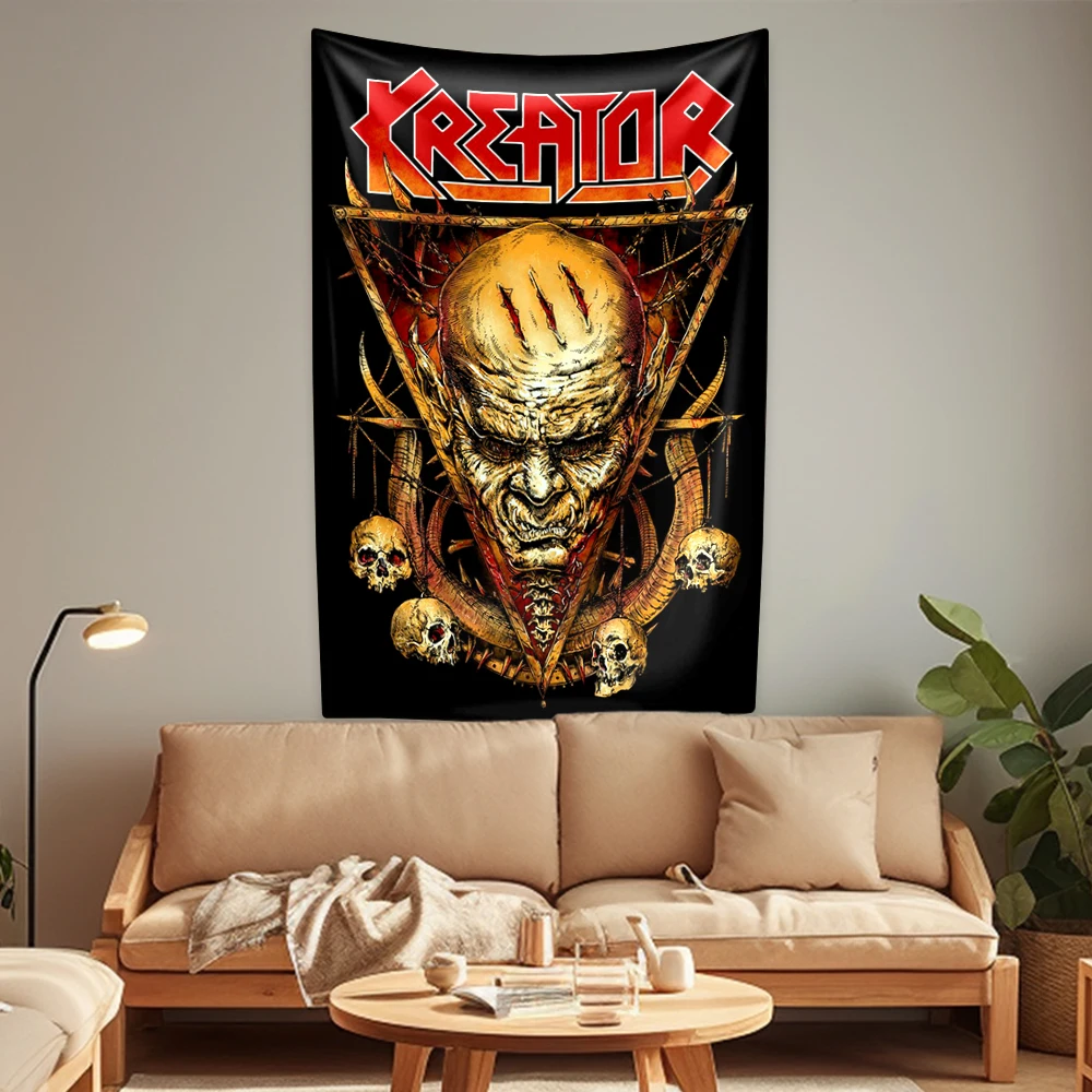 Tapestry Decorations German Thrash Metal Band Tapestry Kreators Printed Rock Music Wall Hanging