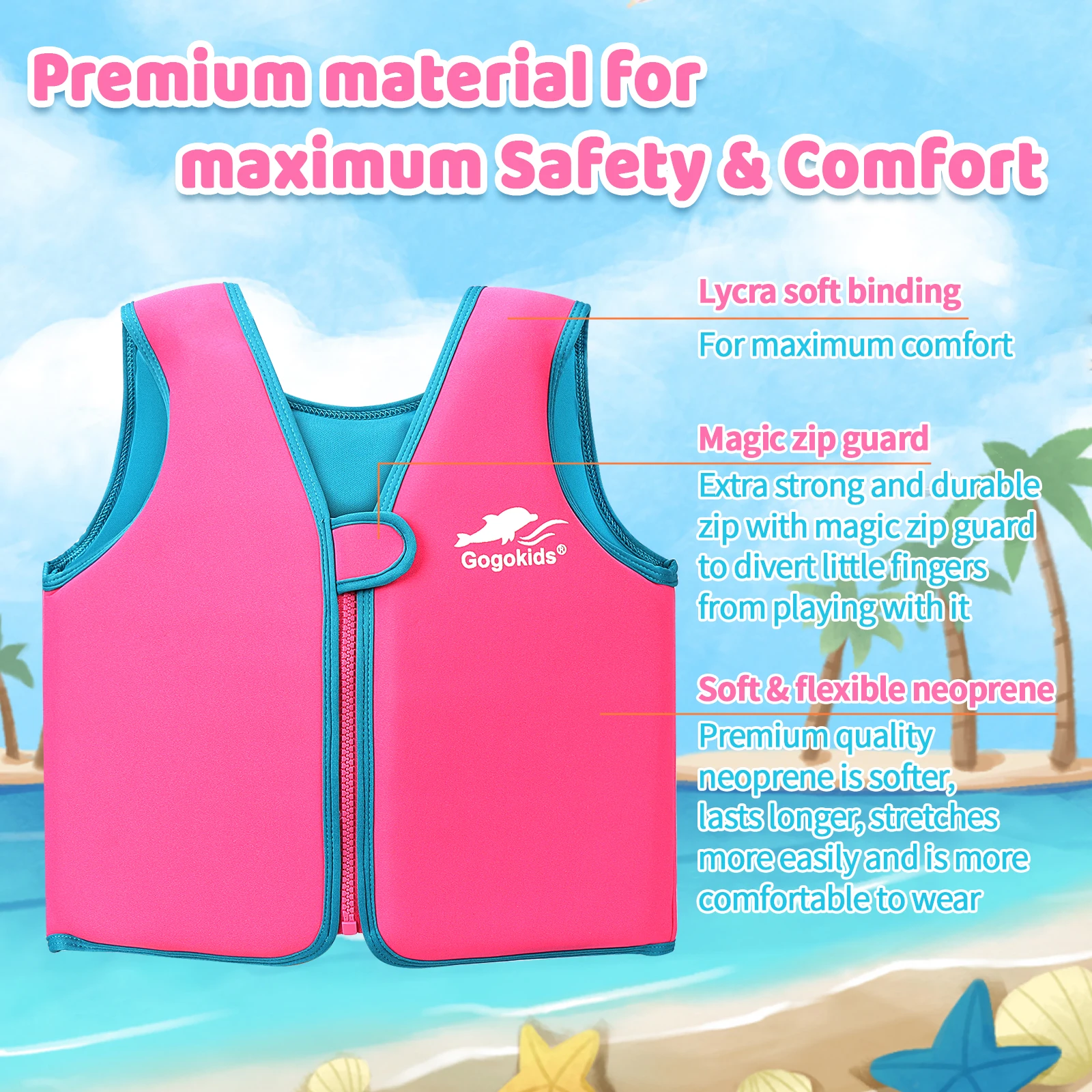 Children's Swim Vest Kids Floatation Swim Jackets Water Sports Swimming Practice Fishing Boating Surfing For Boys and Girls life jacket